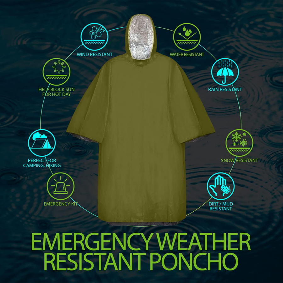 Conjunto de poncho de emergênc - Emergency Poncho Rain avaliação e preço